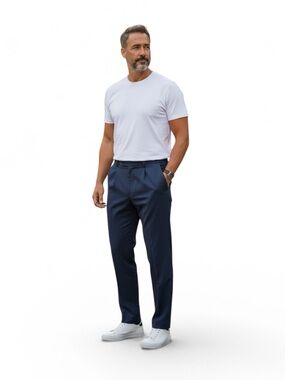 Bill Blass Menswear Navy Dress Pants Wool Blend Pleated Classic Fit 38x30